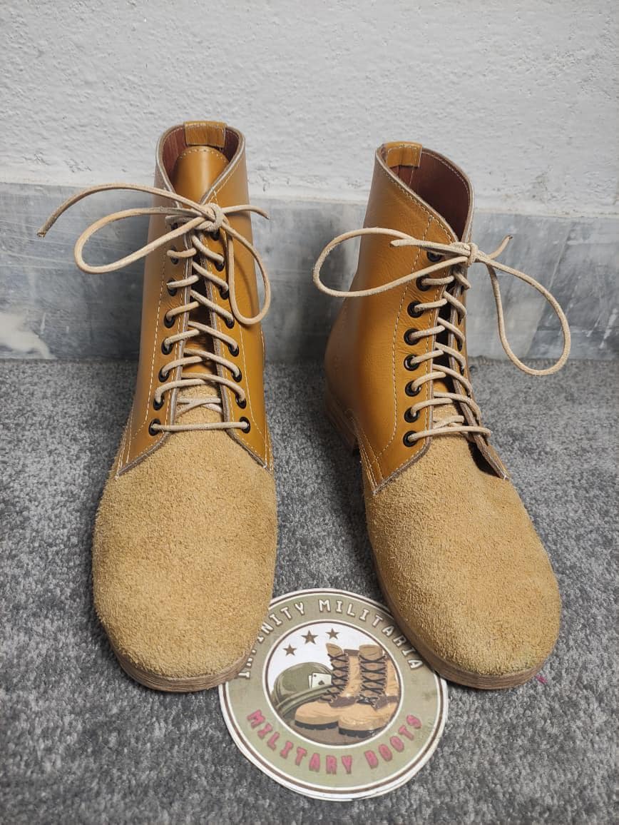 Handmade Roughout Leather Service Boots .brown Suede Ankle  display picture 3