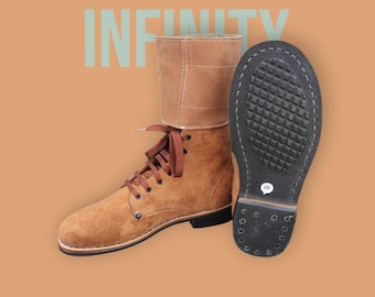 Handmade Suede Combat Boots Men Military Style Lace up Ankle  display picture 1