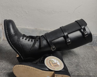 Handmade Black Leather Tall Riding Boots | 3 Buckle Leather Boot | Men's Equestrian Style Boot | Custom Knee High Boot