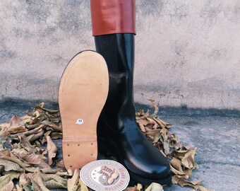 Handmade Leather Riding Boots, Revolutionary War Style, Vintage Military Tall Boots