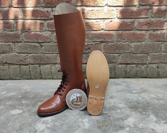 Botas de montar de cuero hechas a mano para hombre, estilo caballería ecuestre, hasta la rodilla, hechas a medida.