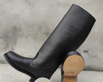 Handmade Officer Style Boots. With Leather Sole And Round toe Very Comfortable