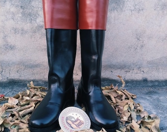 Handmade Leather Riding Boots, Revolutionary War Style, Vintage Military Tall Boots