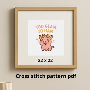 Cross Stitch Pattern - Too Glam to Ham  Instant PDF Download