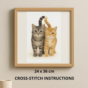 Two Cats, One Winking Cross Stitch Pattern – PDF Embroidery Design for 14 Count Aida, Easy Animal Pattern for Beginners