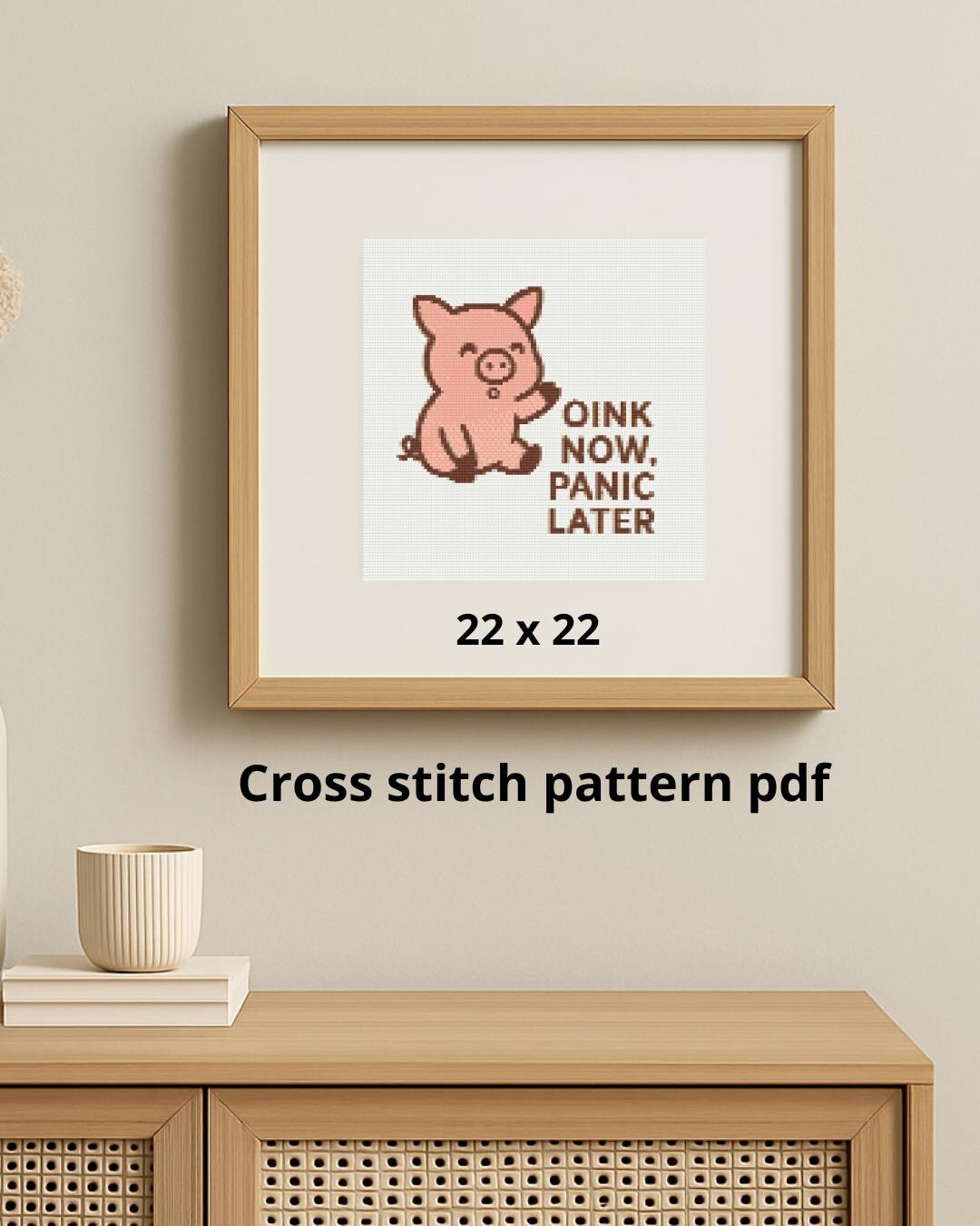 Cross Stitch Pig Pattern - Oink Now, Panic Later Instant PDF Download ...