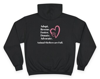 Shelters are Full Champion brand Hoodie in dark colors