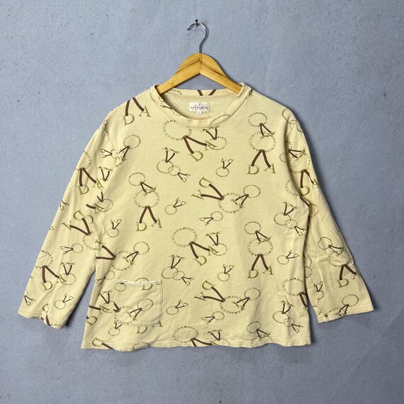 Vintage Trussardi Monogram Pattern Sweatshirt Cre… - image 1