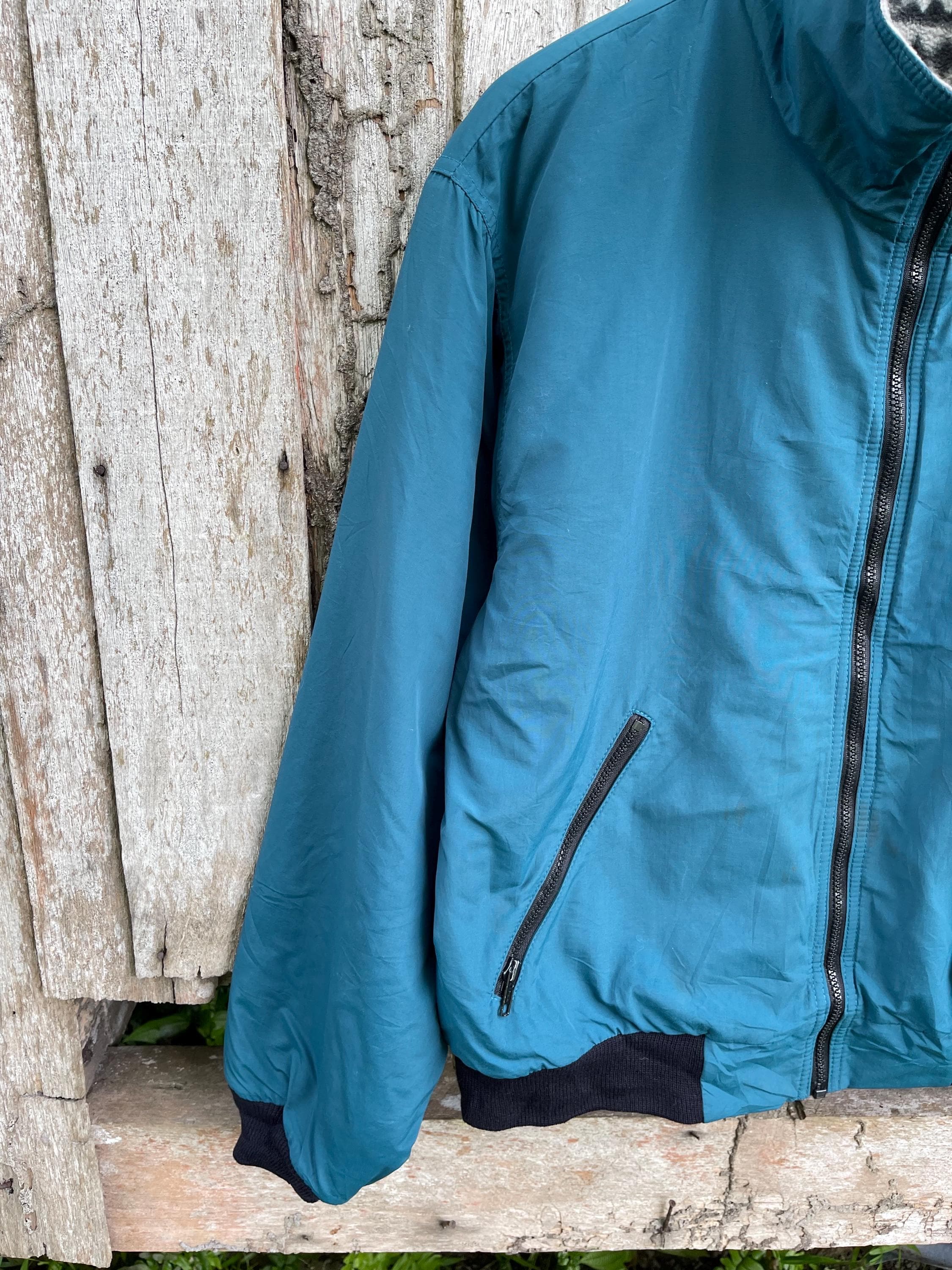 Vintage L.L. Bean Teal Warm-up Jacket – Fleece Lined 90s Outerwear