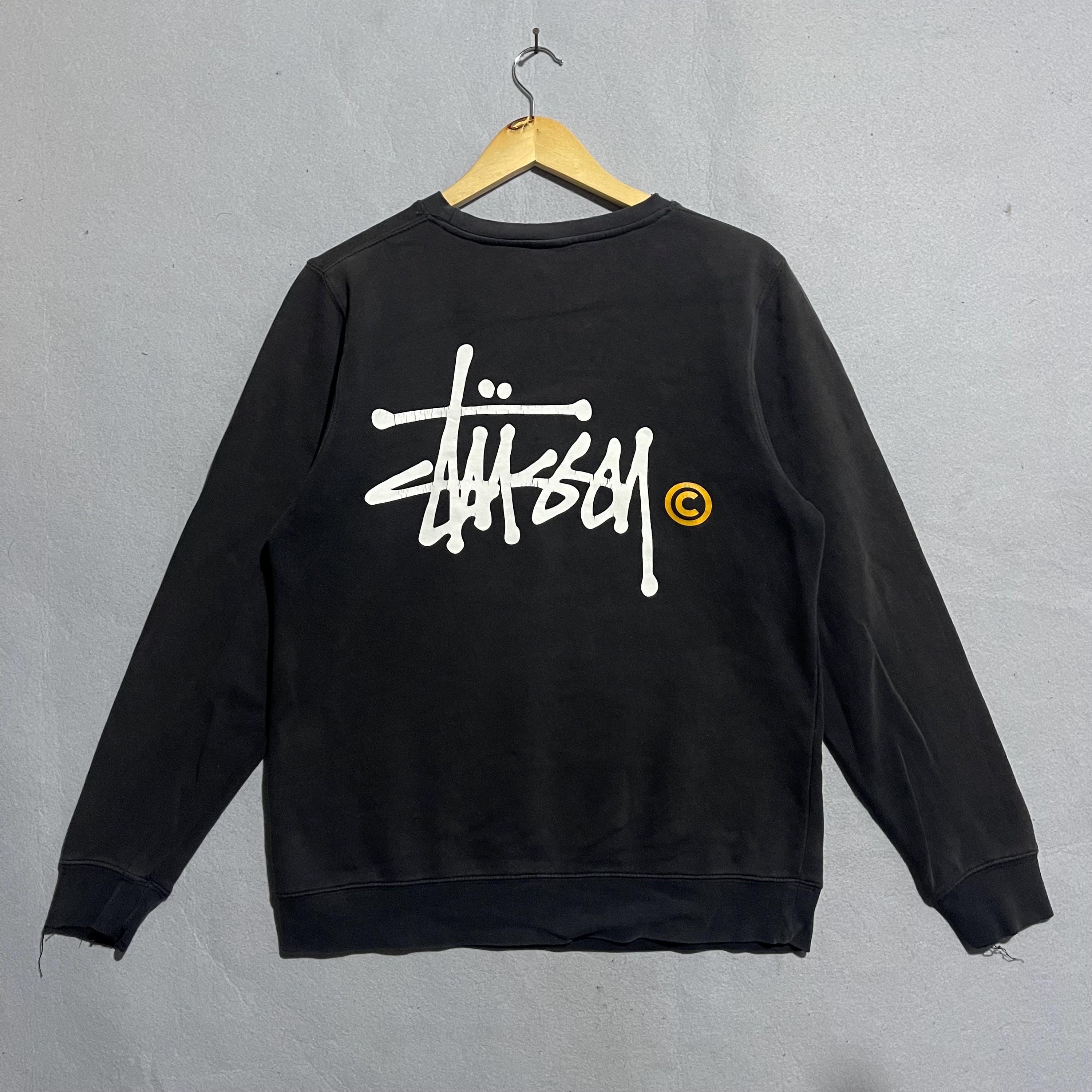 Stüssy Black Crewneck Sweatshirt – Classic Graffiti Logo – Size M 