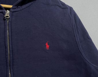 Vintage Y2K Polo Ralph Lauren Navy Full-zip Hoodie Sweatshirt - Etsy