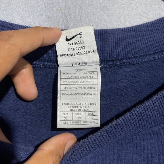 Vintage 90s Nike Small Swoosh Crewneck Sweatshirt (navy, Made in