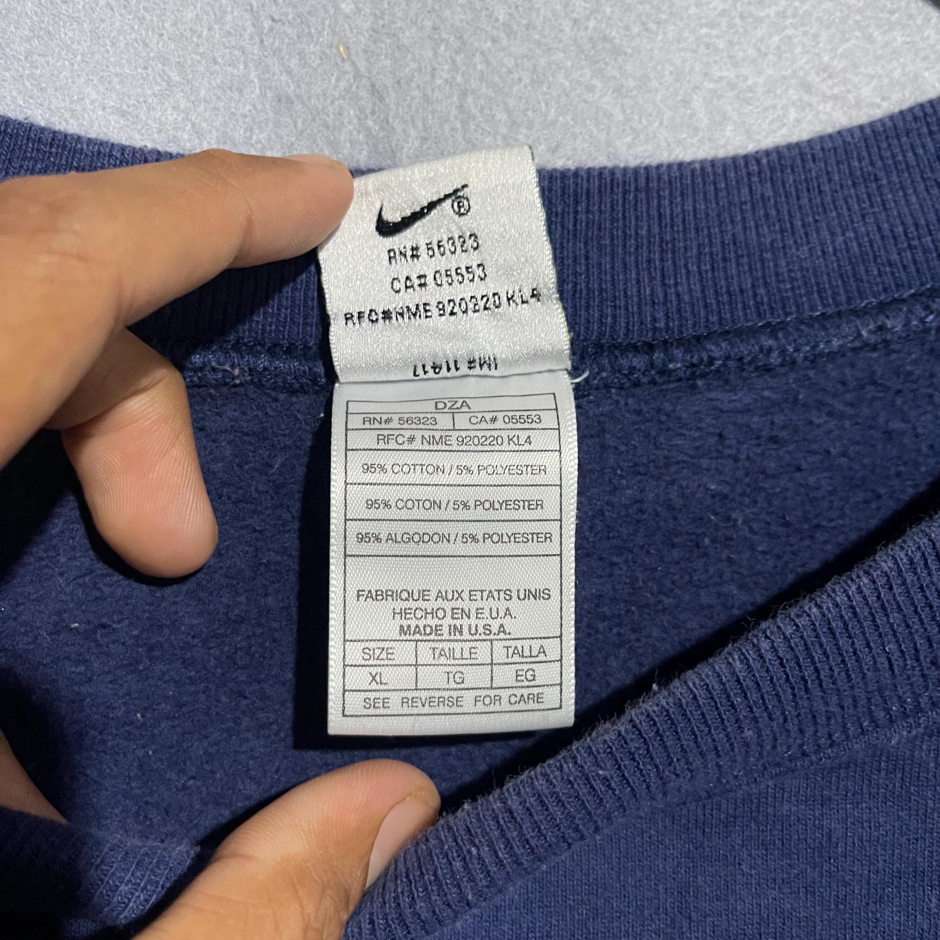 Vintage 90s Nike Small Swoosh Crewneck Sweatshirt (navy, Made in