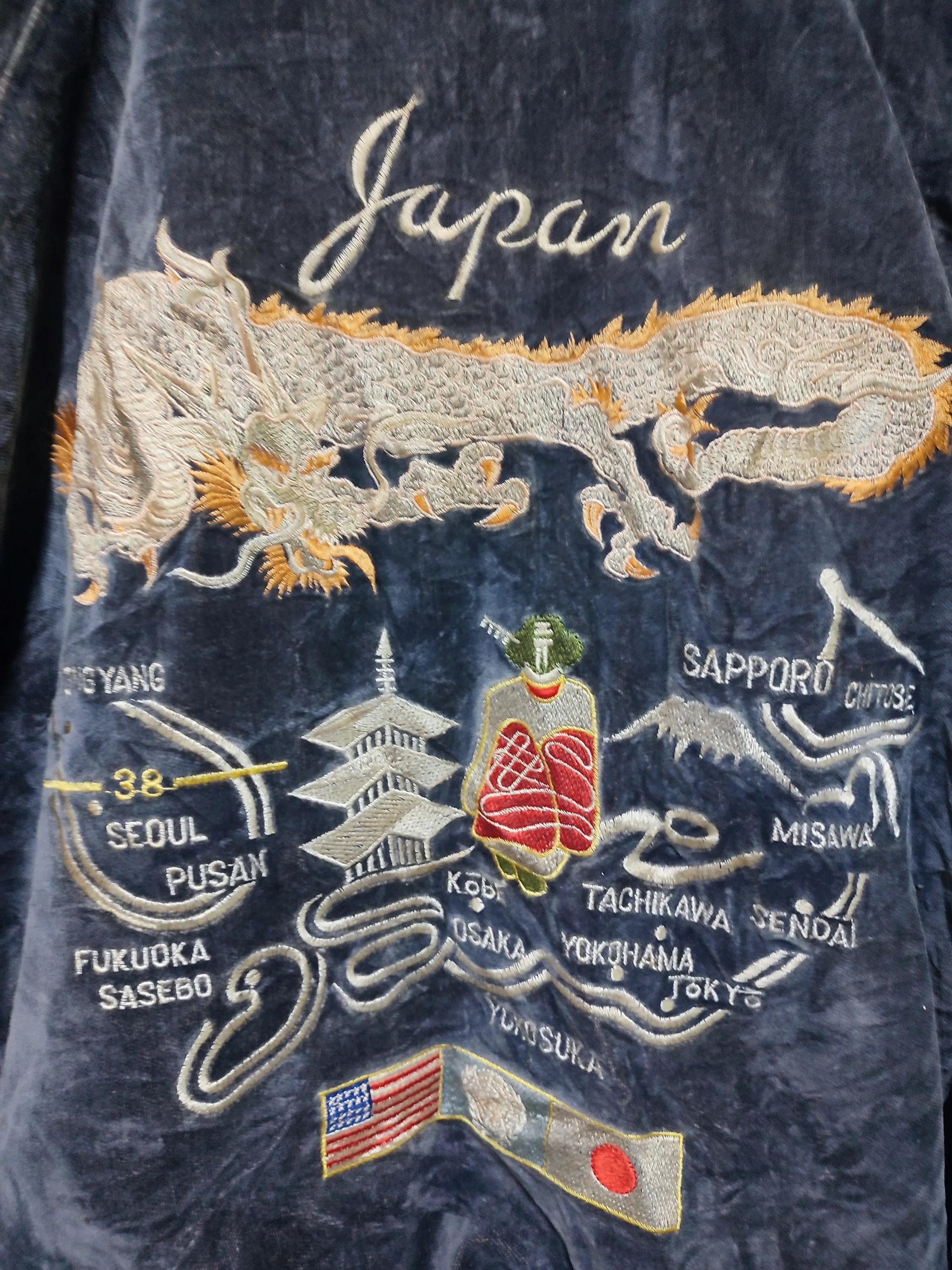 90s Houston Sukajan Japan Souvenir Jacket Dragon Embroidery