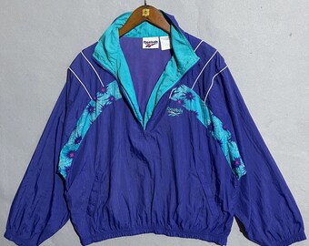 Vintage Reebok Windbreaker – 90s Purple Teal Nylon Track Jacket - Etsy