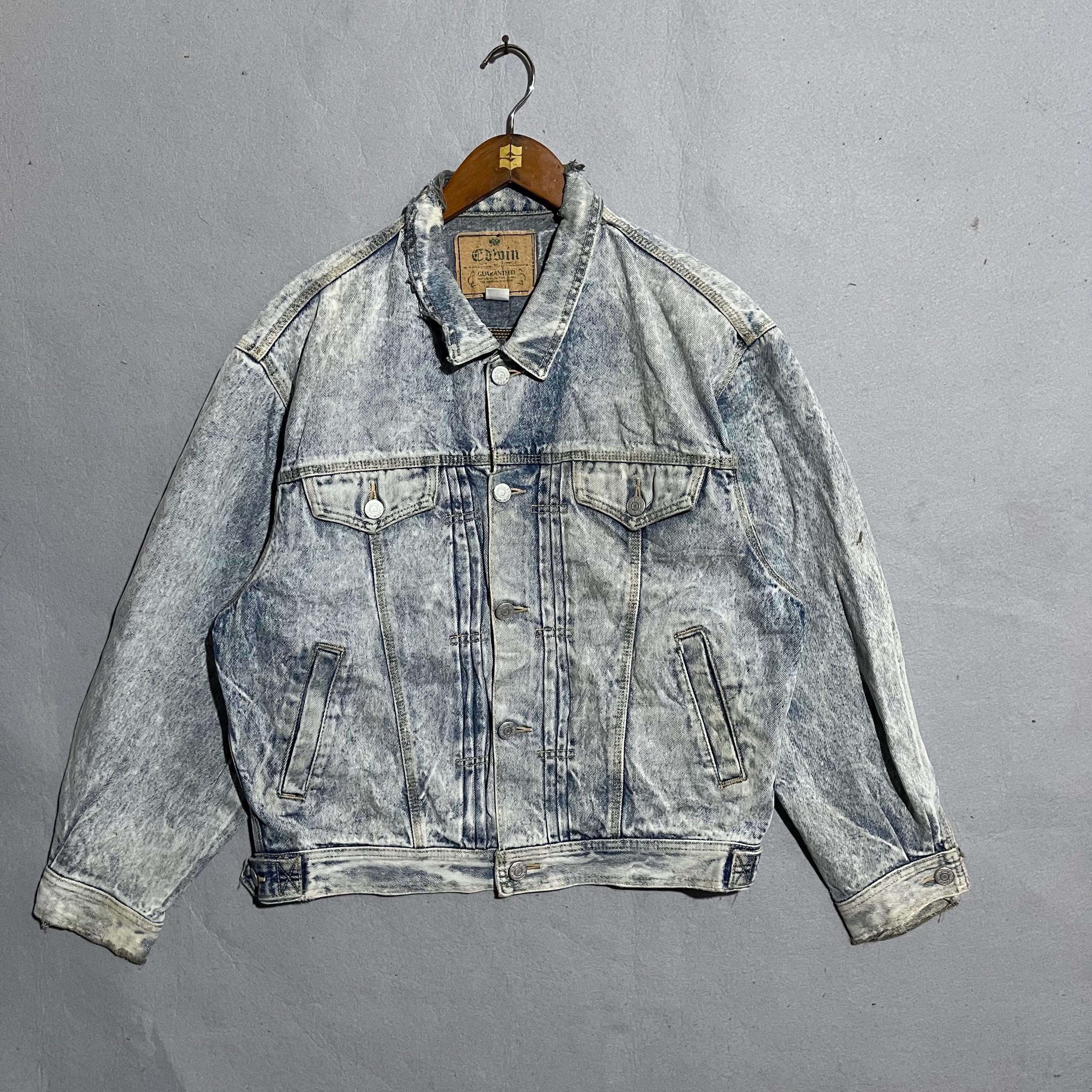 Vintage Early-90s Edwin Acid Wash Denim Trucker Jacket Japanese 