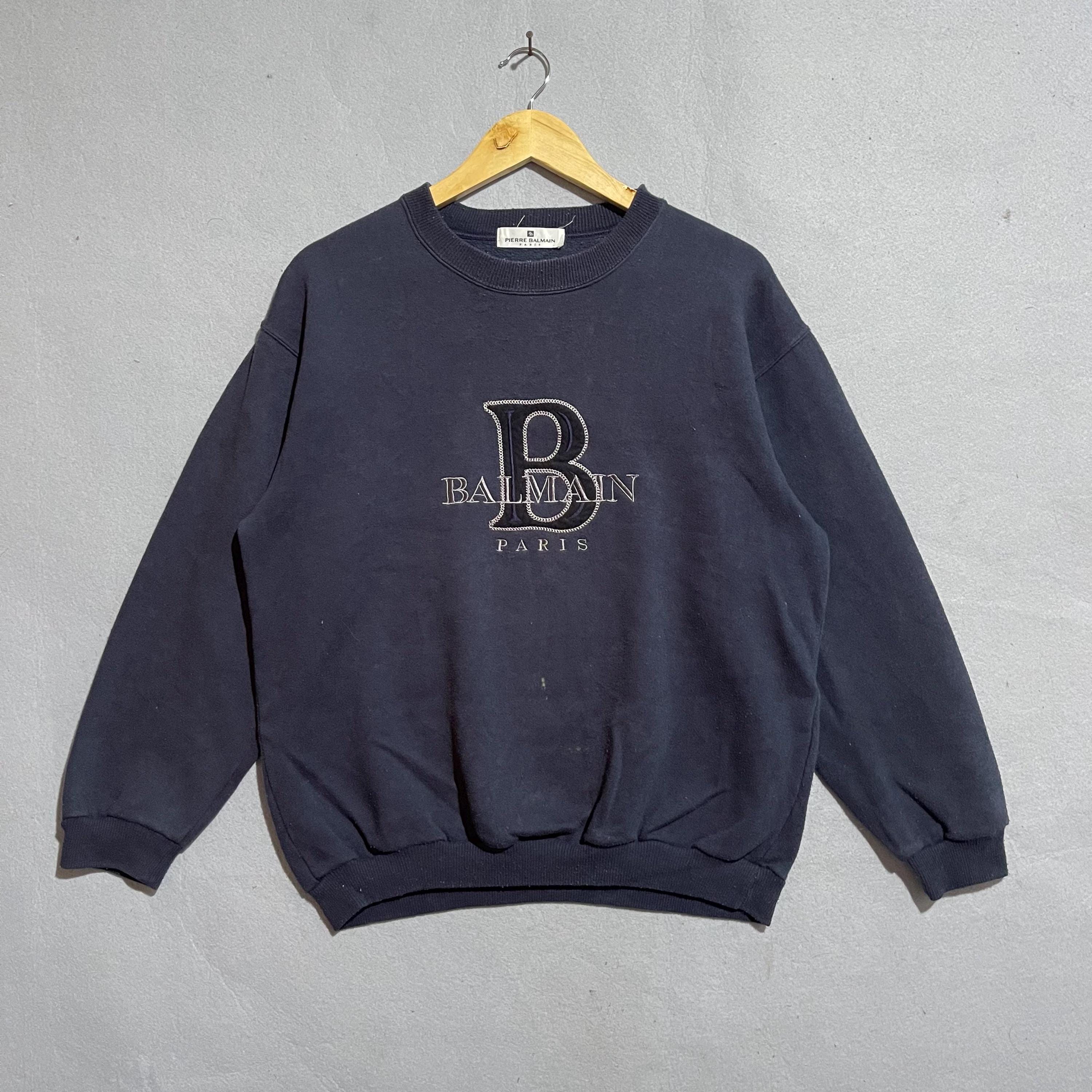 Vintage 90s Pierre Balmain Paris Logo Sweatshirt Navy - Etsy