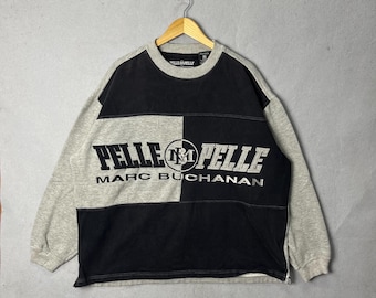 Sudadera vintage Pelle Pelle Marc Buchanan con bloques de color XXL gris y negro