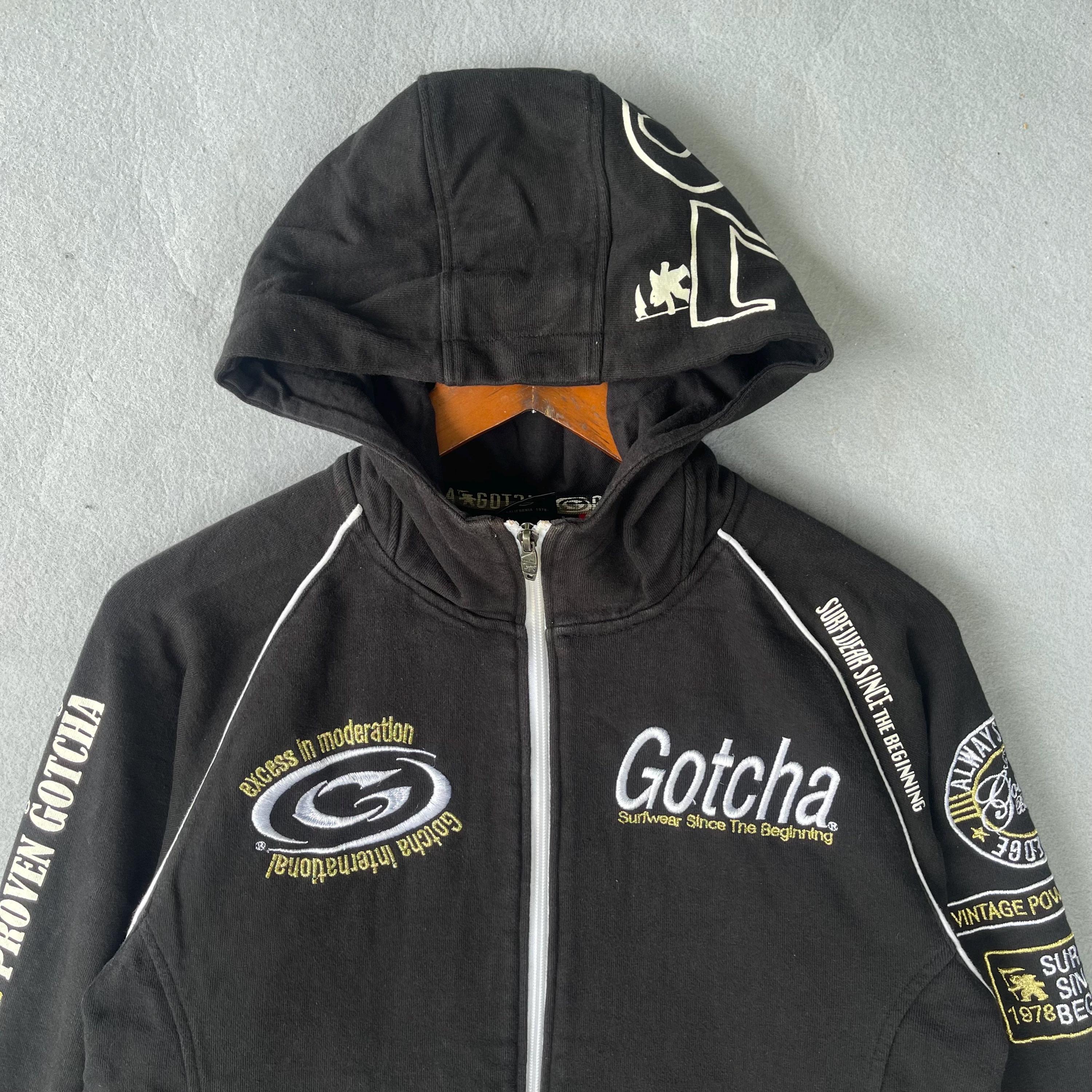 Vintage Y2K Gotcha Graphic Full-zip Hoodie Black Streetwear - Etsy