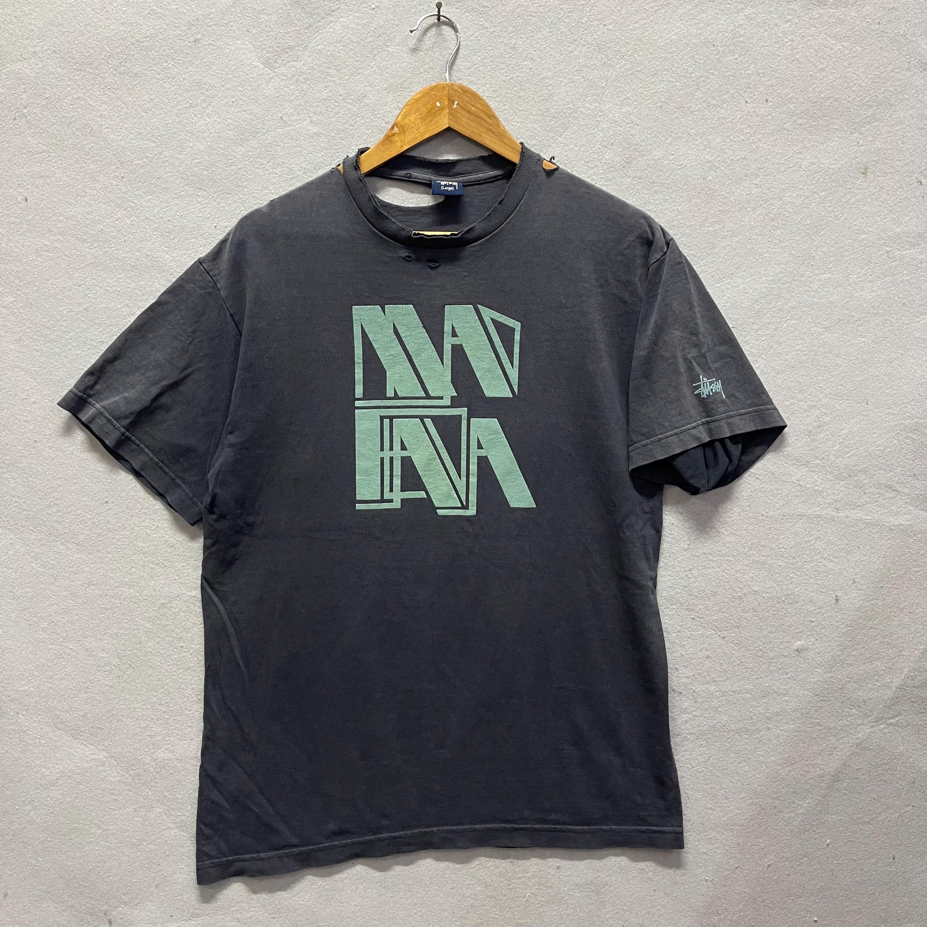 Stüssy Abstract Geometric Logo T-shirt – Distressed Faded Black