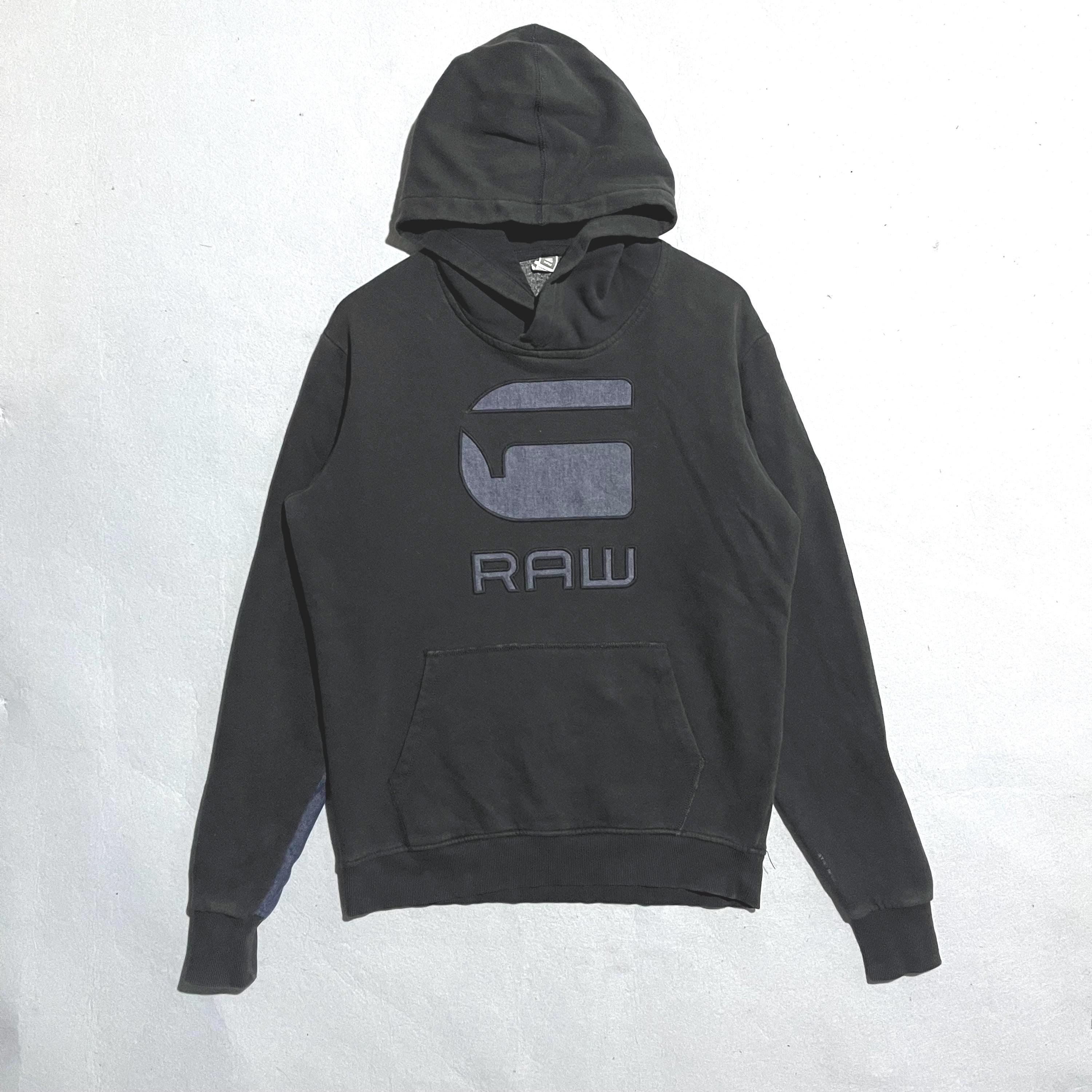 G-star RAW Black Hoodie With Denim Sleeves – Size L - Etsy