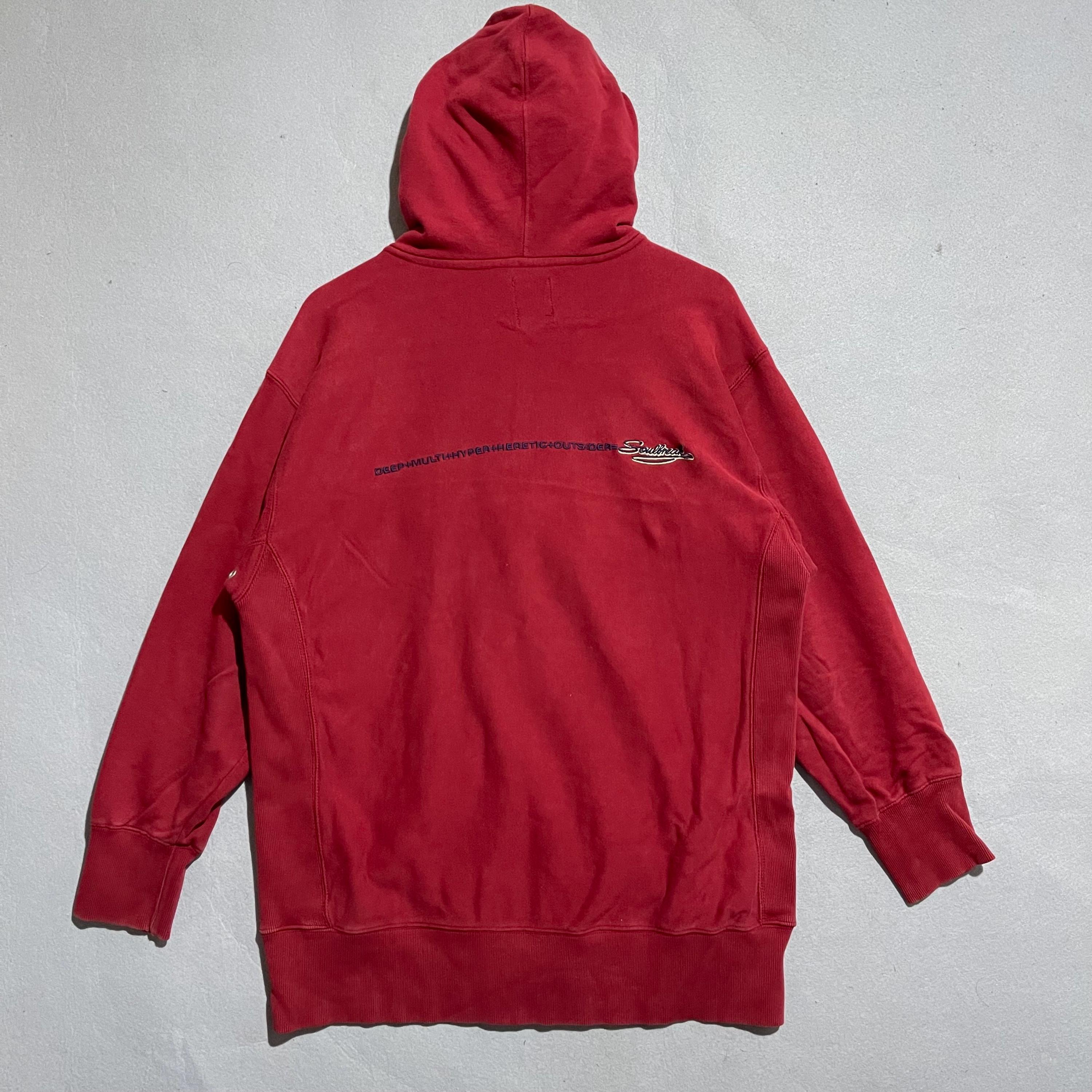 Vintage Soul Break Embroidered Red Zip Hoodie – Y2K Streetwear