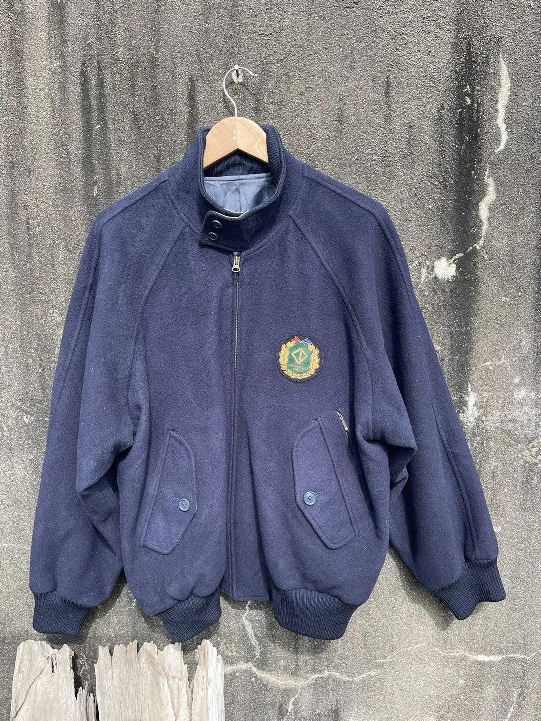 【美品 90s】Christian Dior ハリントンジャケット ネイビー L Rare Vintage Christian Dior Sports Navy Wool Bomber Jacket - Etsy