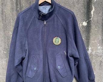 Blouson aviateur vintage Christian Dior Sports en laine bleu marine