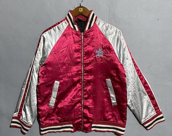 Vintage Piko Hawaii Sukajan-style Bomber Jacket – Red & Silver