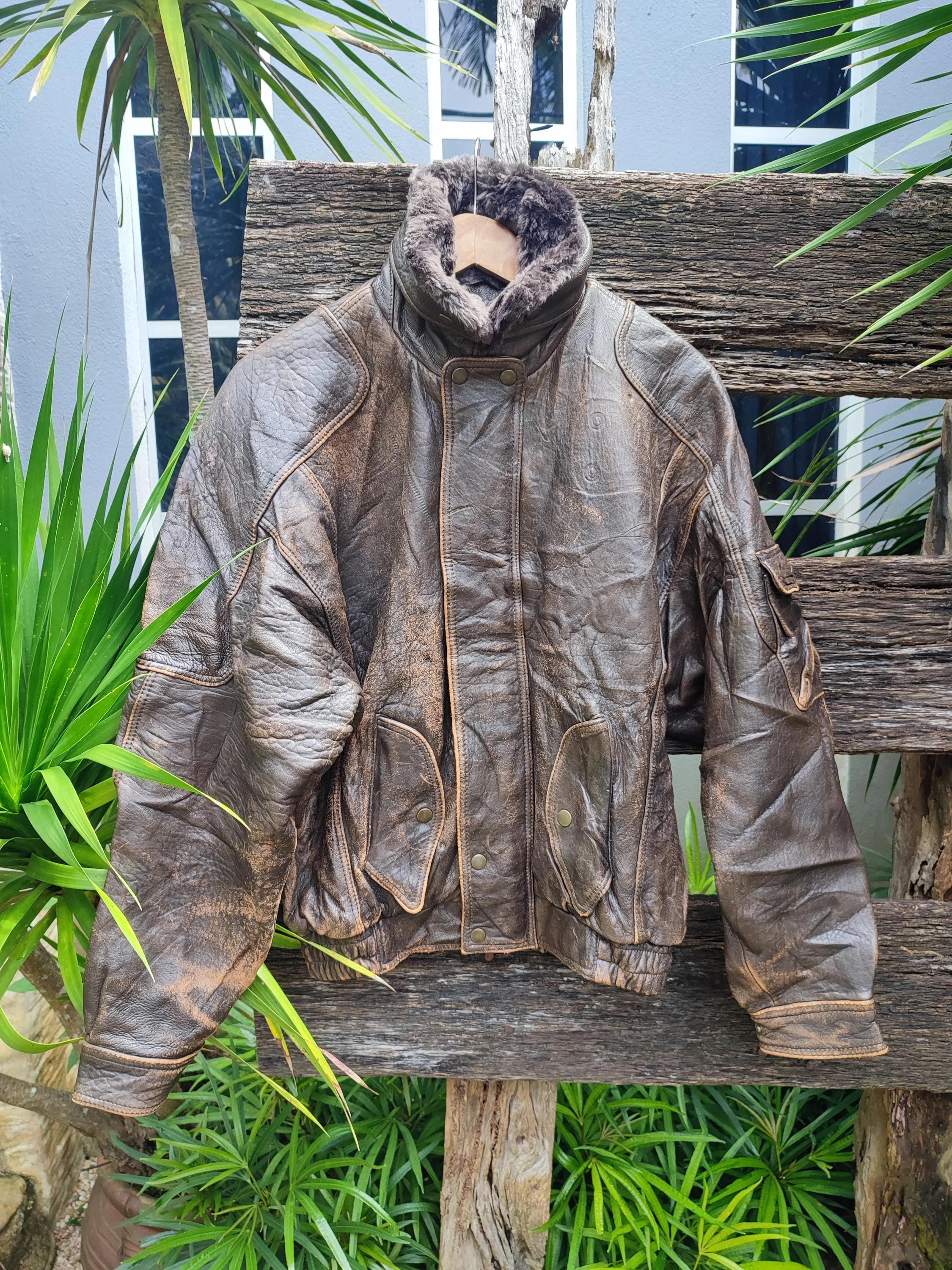 vintage leather coat Made in Korea vintage brown leather jacket 