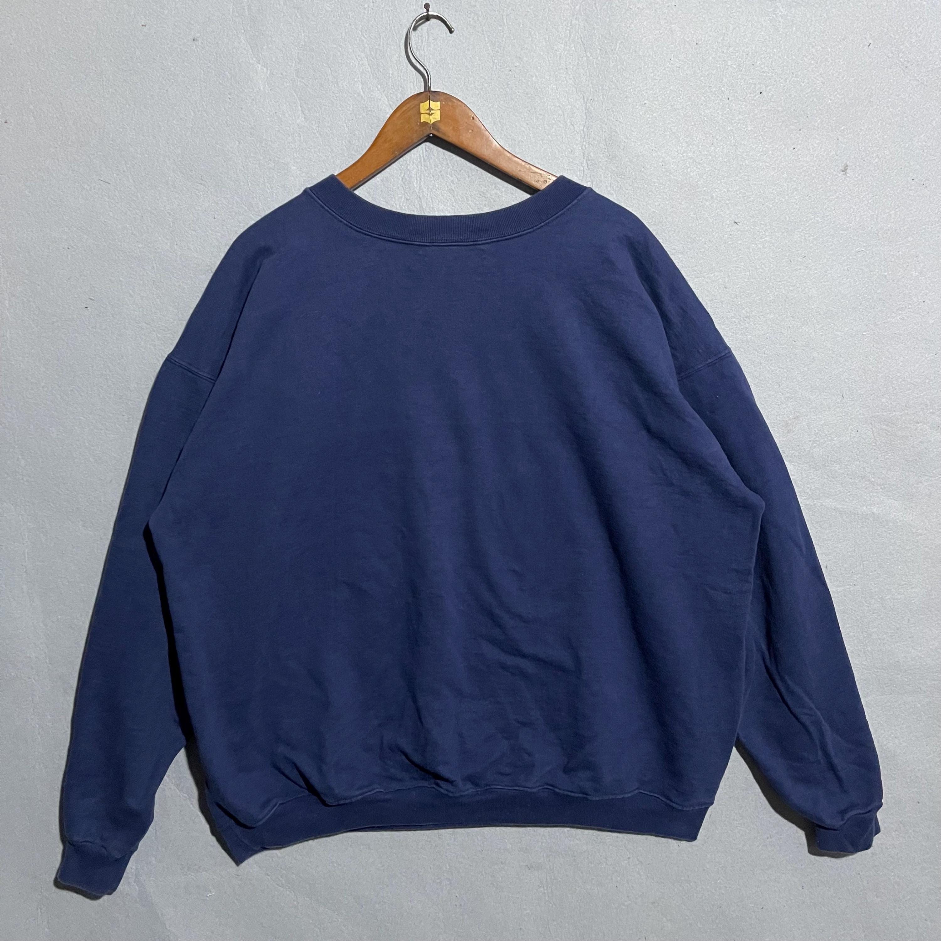 Vintage 90s Nike Small Swoosh Crewneck Sweatshirt (navy, Made in 