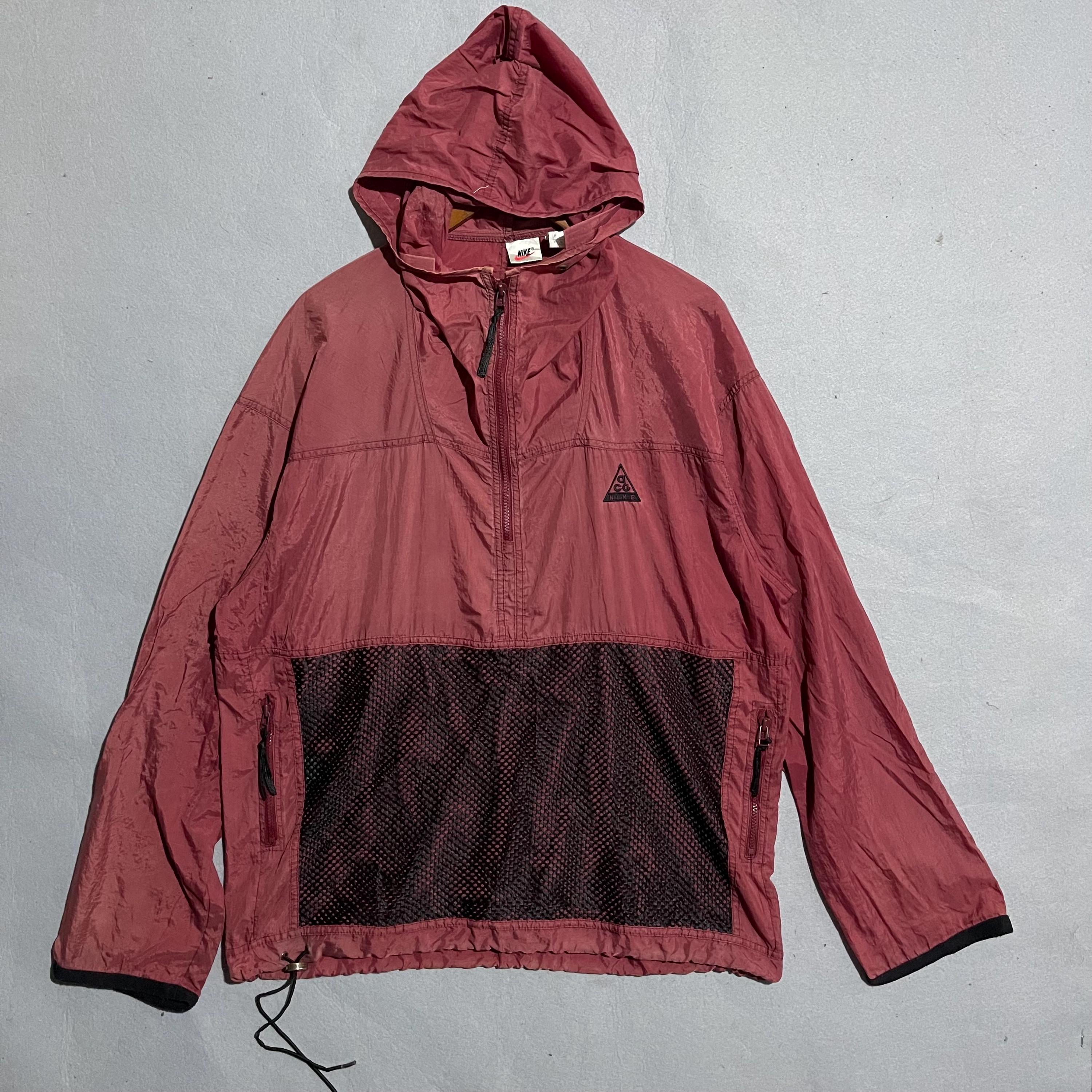 Vintage 90s Nike ACG Windbreaker Anorak, Burgundy Nylon Pullover