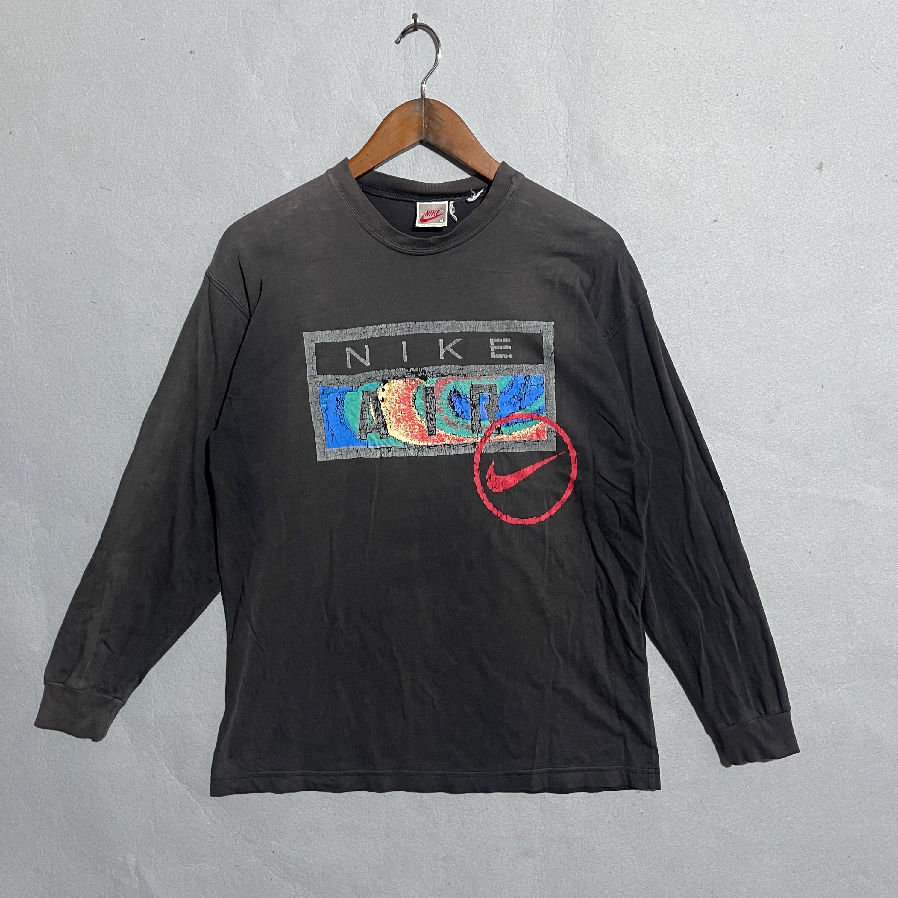 Vintage 90s Nike Long Sleeve T-shirt Black Philippines Tag Big 