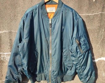 Vintage MA-1 Bomber Jacket Reversible Coat Military Size XL
