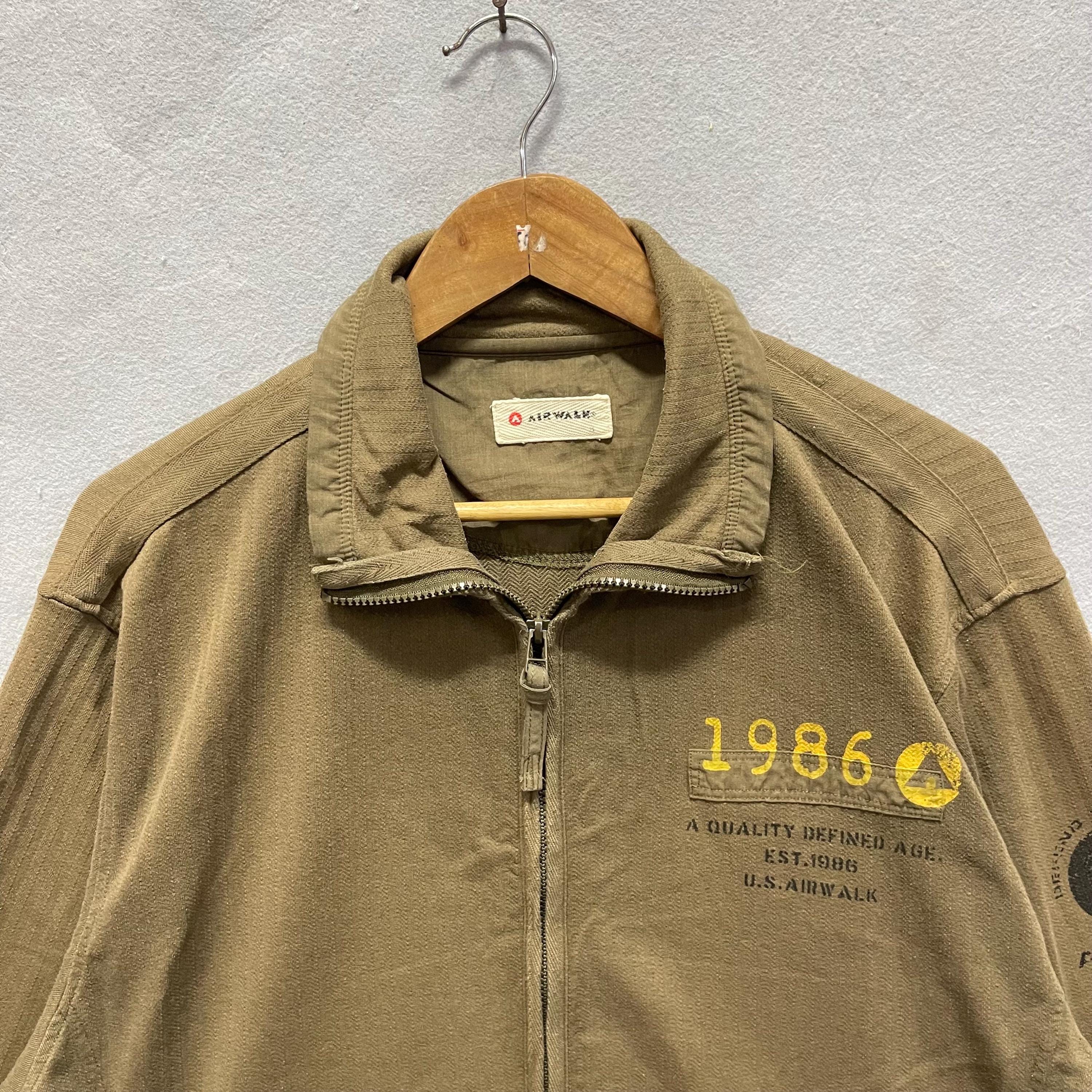 air walk ジャケット Airwalk “1986 U.S. Airwalk” Military Zip Jacket – Khaki Workwear