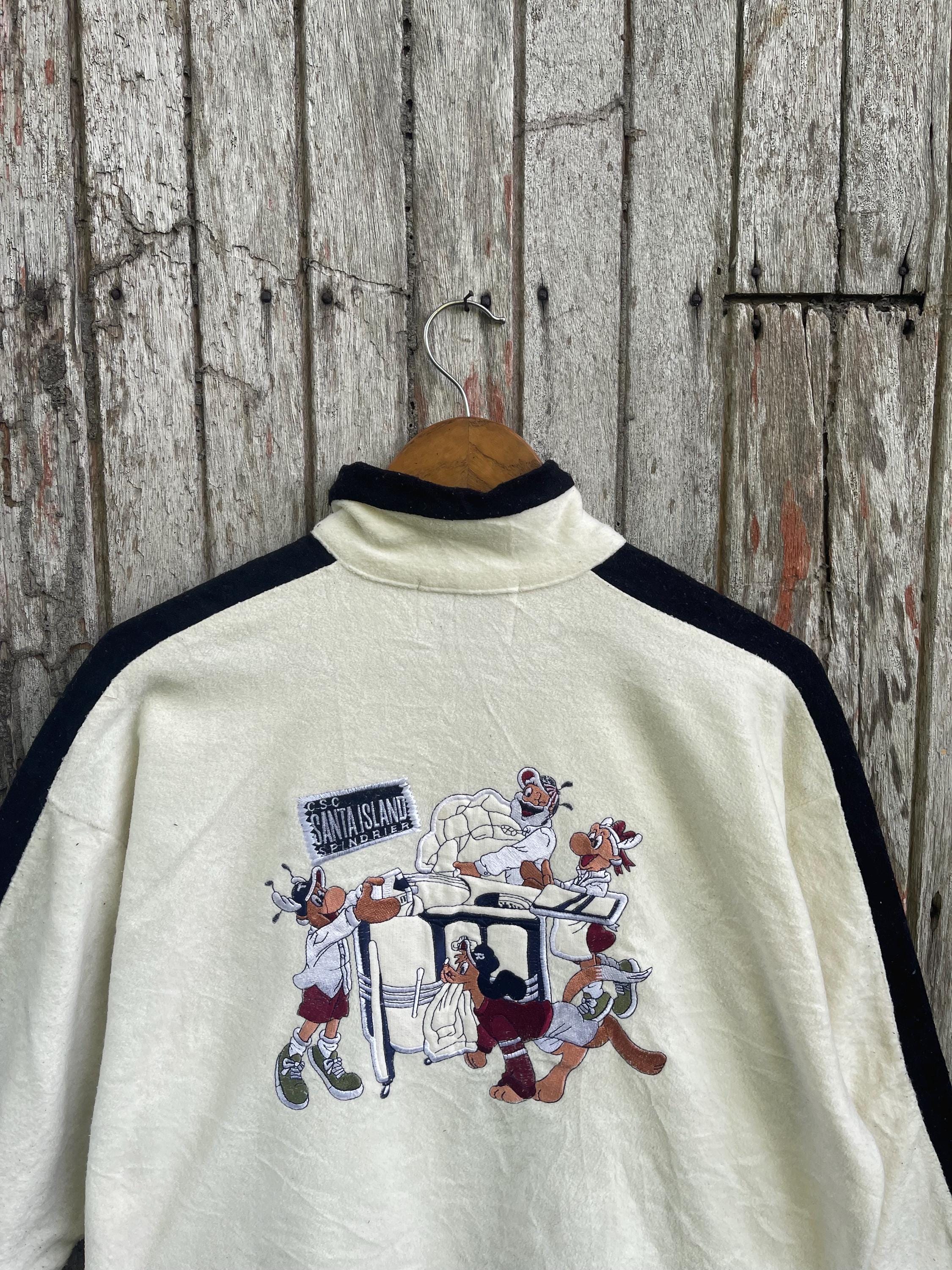 Vintage Cap Santa Sports Club Fleece Jacket – Cartoon Embroidery 