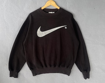 Vintage 90s Nike Big Swoosh Black Crewneck Sweatshirt
