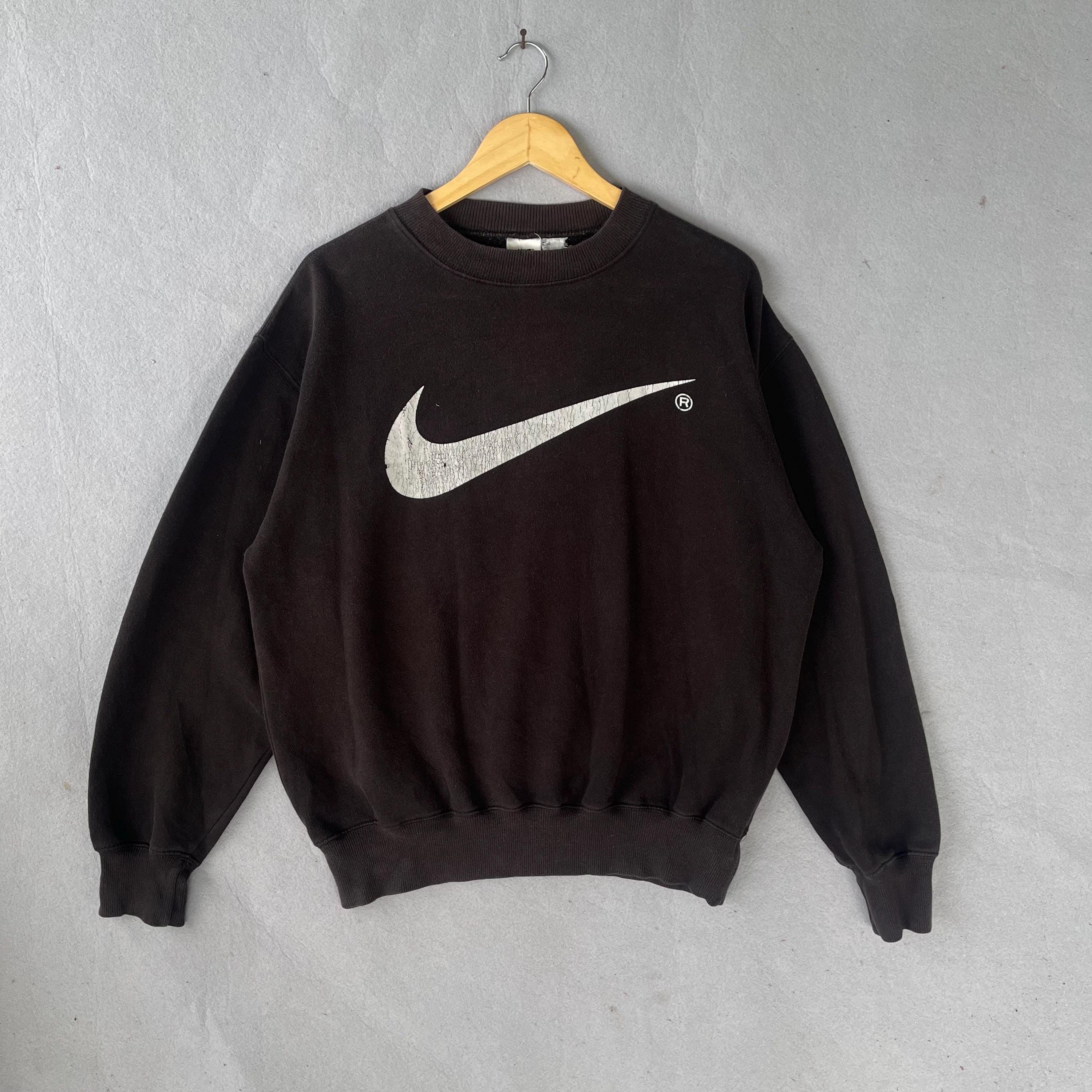 Vintage 90s Nike Big Swoosh Black Crewneck Sweatshirt - Etsy Israel
