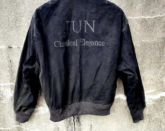 JUN MEN「クラシカルエレガンス」刺繍ボンバージャケット - ブラック 