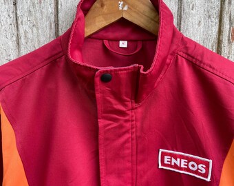 日本のENEOSレッドワークウェアジャケット - カラーブロック