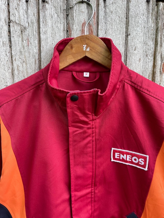 ENEOS 赤オレンジ ウェア 作業着 ユニフォーム 日本のENEOSレッドワークウェアジャケット - カラーブロック