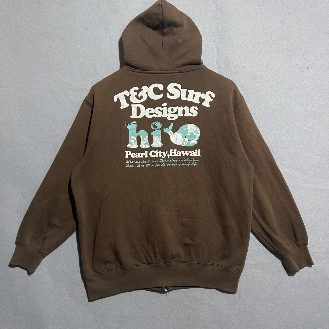 Vintage 90s T&C Surf Designs Hoodie: Pearl City Hawaii Surf Skate