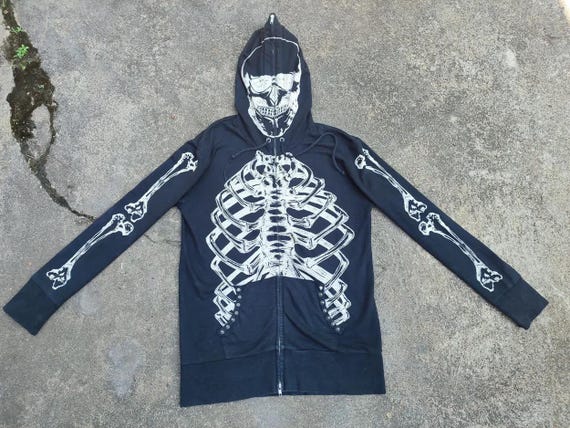 トップス ElCid GLADNEWS Rock skull hoodie Glad News “x-ray Vision” Skeleton Full-zip Hoodie – Harajuku Punk