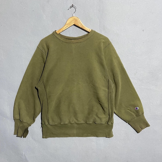 Vintage 90s Champion Reverse Weave Sweatshirt: Army Green