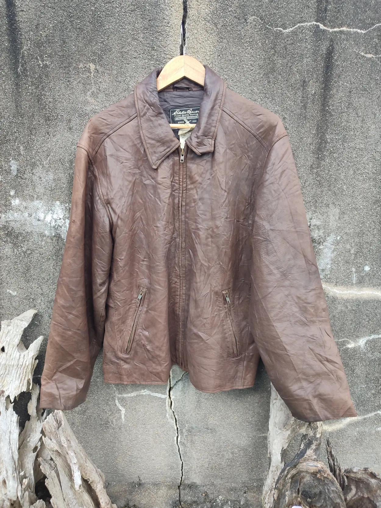 Eddie Bauer Leather Bomber Jacket - Etsy Australia
