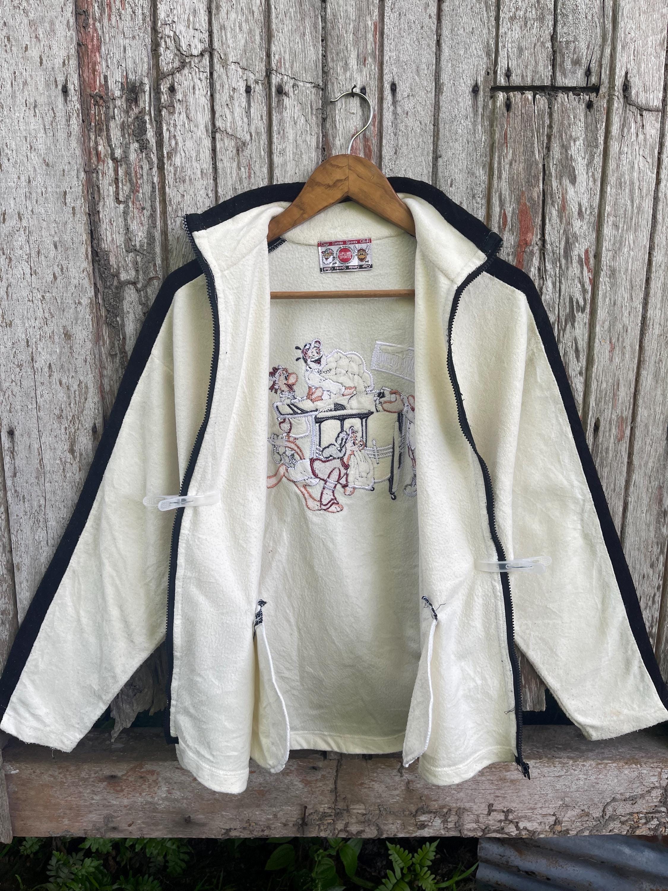 Vintage Cap Santa Sports Club Fleece Jacket – Cartoon Embroidery 