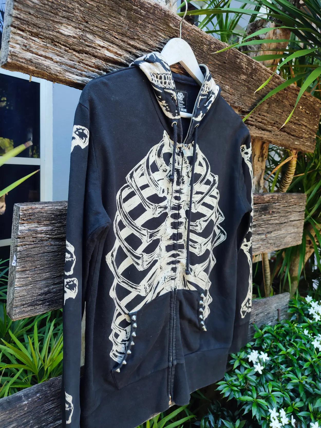トップス ElCid GLADNEWS Rock skull hoodie Glad News “x-ray Vision” Skeleton Full-zip Hoodie – Harajuku Punk