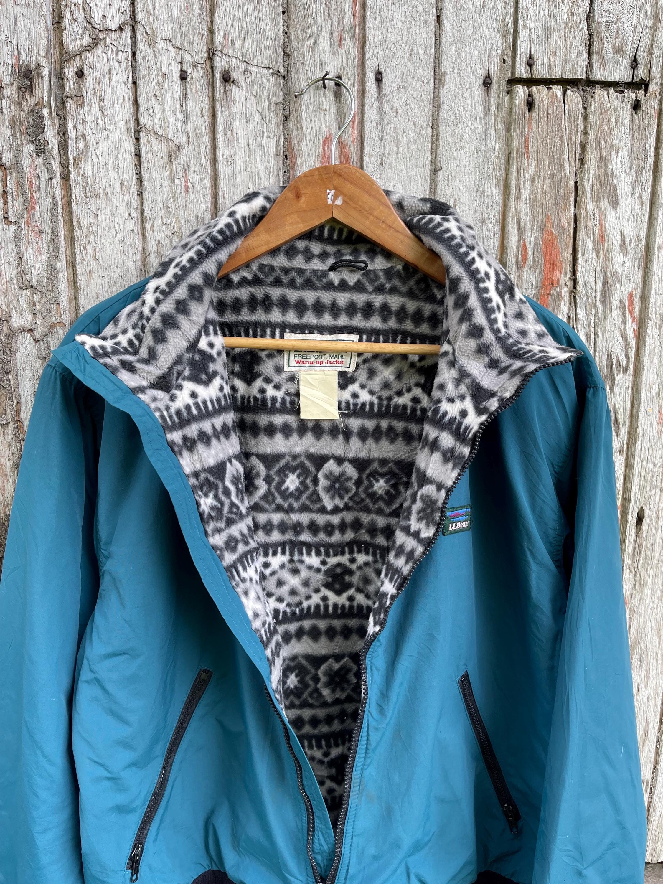 Vintage L.L. Bean Teal Warm-up Jacket – Fleece Lined 90s Outerwear