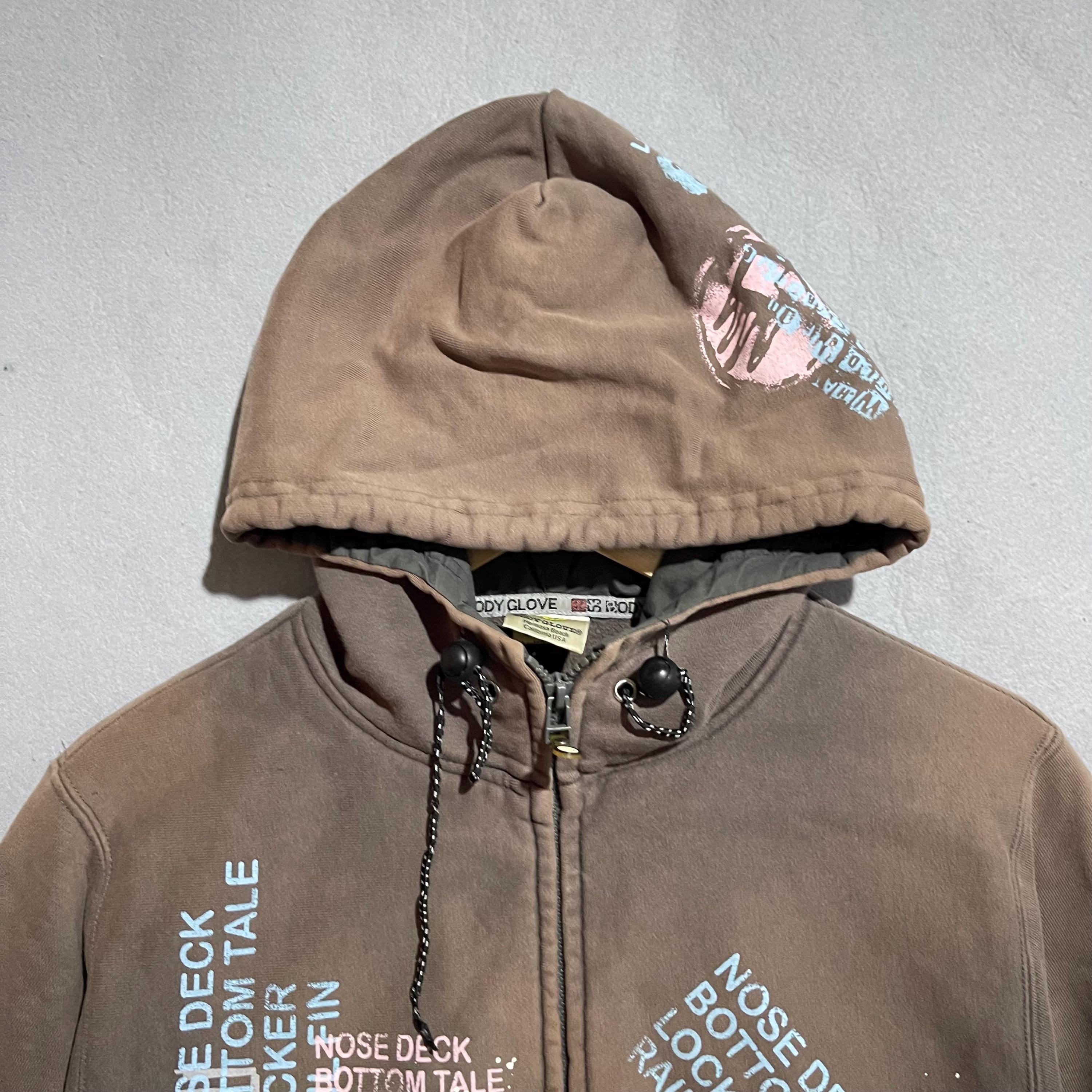 Vintage 1990s Body Glove Full-zip Hoodie (brown Graphic Print) - Etsy