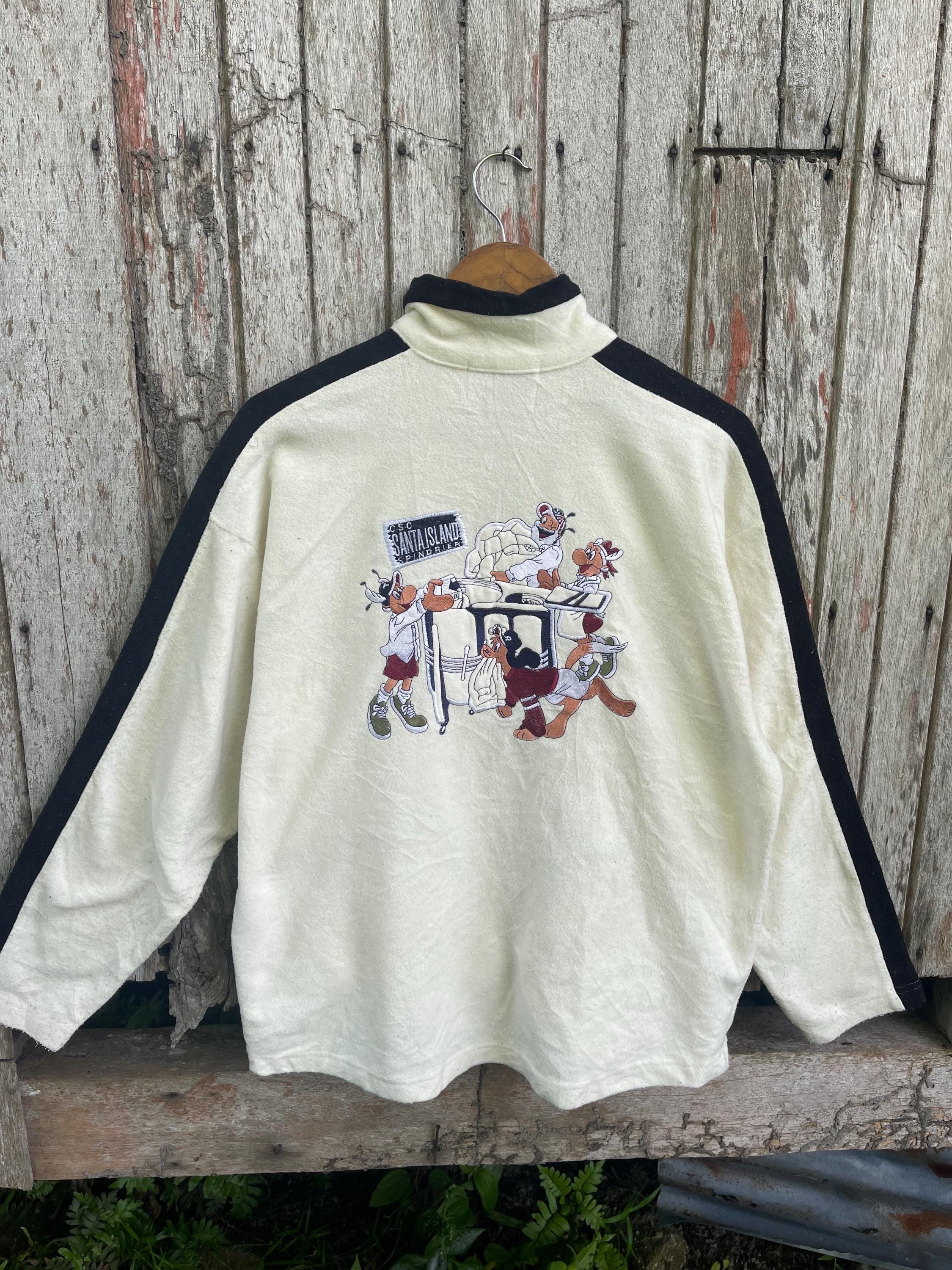 Vintage Cap Santa Sports Club Fleece Jacket – Cartoon Embroidery 